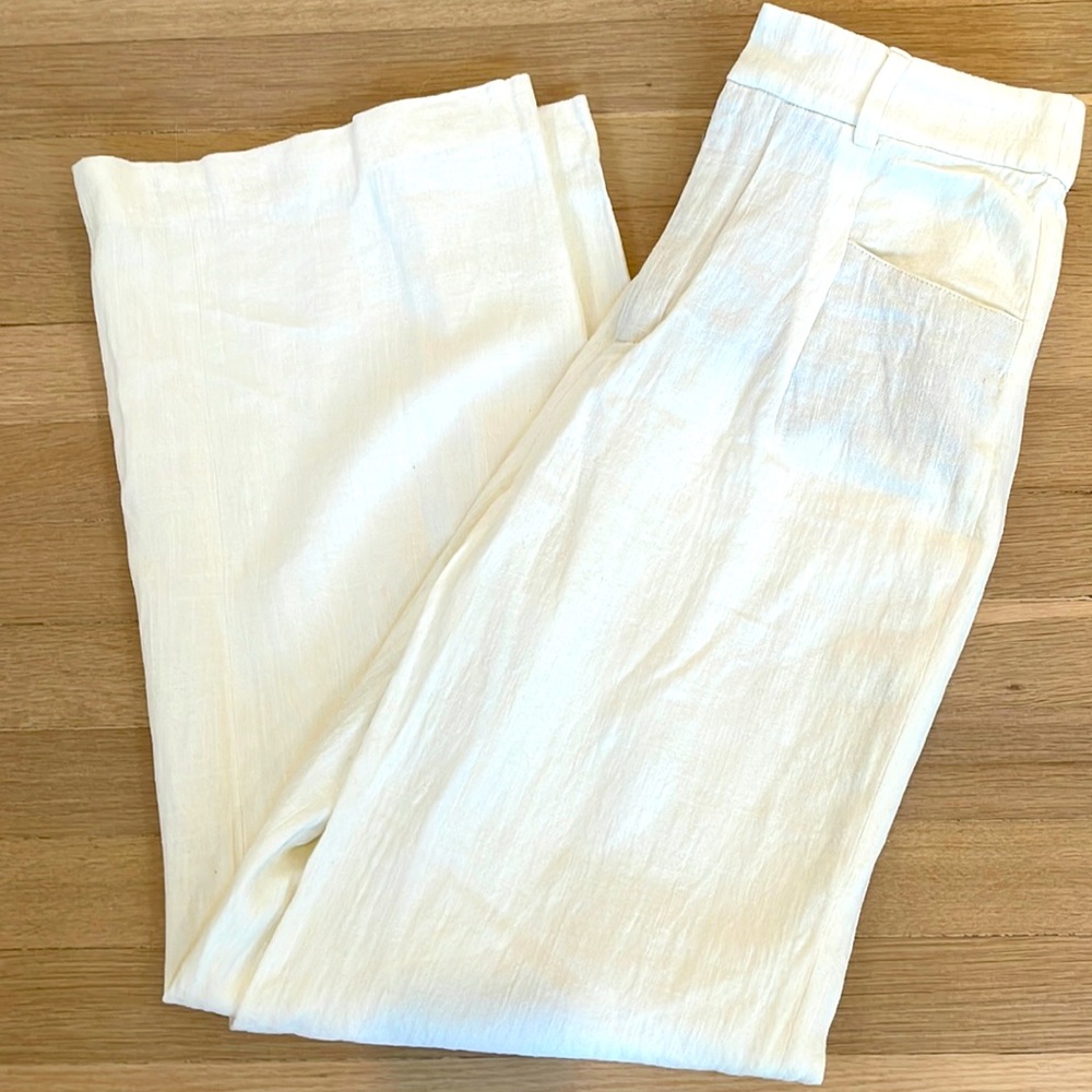 Zara wide leg white linen pants